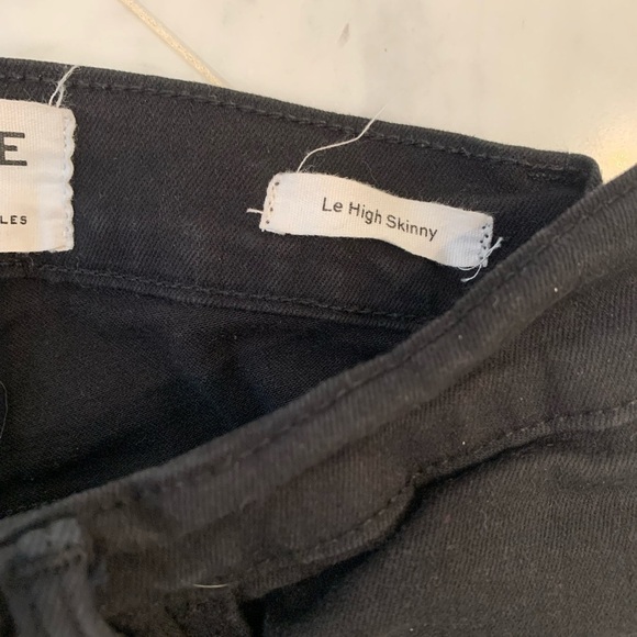 𝅺FRAME Le high Skinny jeans black w/ front slit zippers sz 23  EUC - Picture 7 of 8